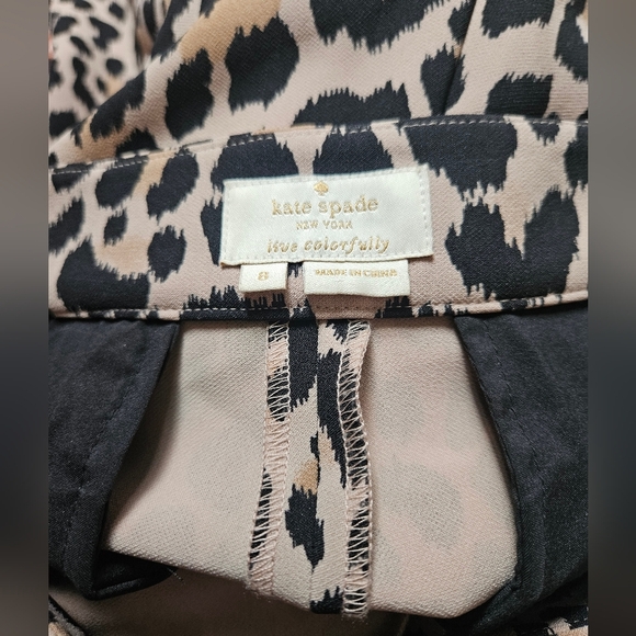 Kate Spade Straight Leg Ankle Length Animal Print Pant With Side Zip Size 8 - Picture 2 of 7